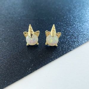 Iridescent Unicorn Stud Earrings